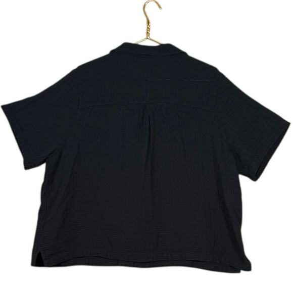 Old Navy Cotton Gauzy Button Down Shirt Black Oversized Boxy Lagenlook | XL - Picture 5 of 8